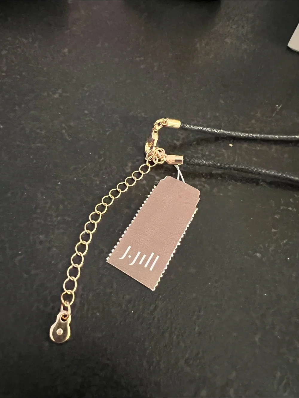 J. Jill Gold-Tone Layered Hoop Pendant Necklace with Black Cord